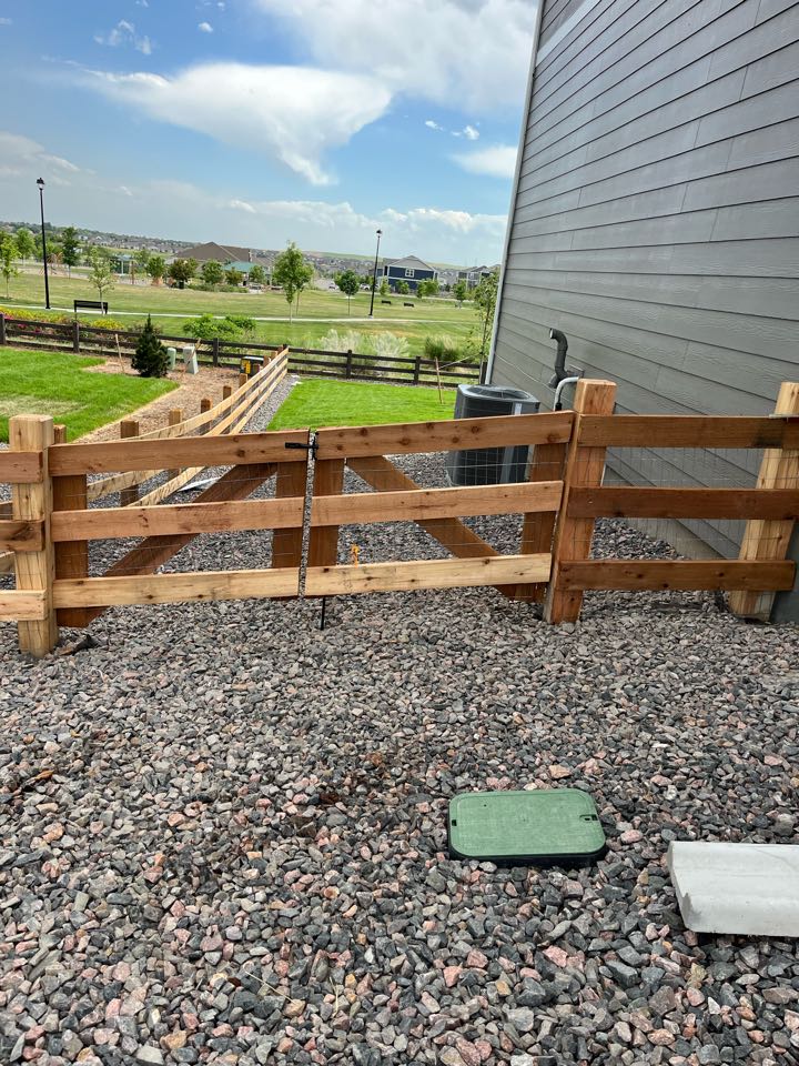 This job was for a new HOA fence. The fence was a 3 rail ranch fence with welded wire and staining. The fence was for a new build house that needed a new fence. Now our customer can work from home and let her dog out without worry. 