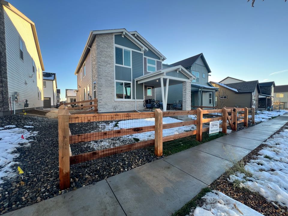 Just completed a project for a new build neighborhood in Brighton, CO. The project involved the installation of four high three rail split rail fences with black welded wire to meet HOA requirements. The fences were constructed using high-quality materials. The project was completed on time and within budget, and the homeowners were very pleased with the results.