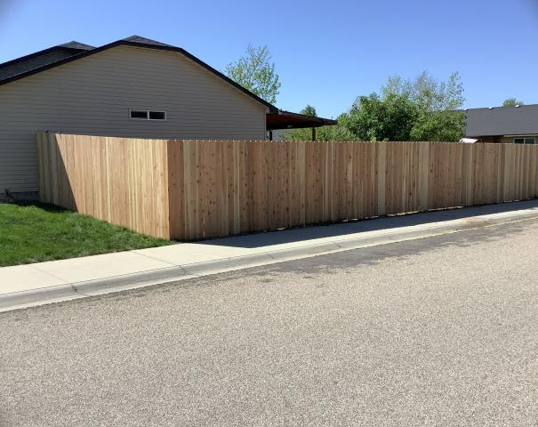 
I installed a new fence for a customer who wanted to upgrade from their old, weathered fence. We used steel posts, three rails, and 3/4" cedar pickets to create a beautiful and sturdy fence that will last for years. The customer was thrilled with the results and couldn't believe how much better their yard looked.