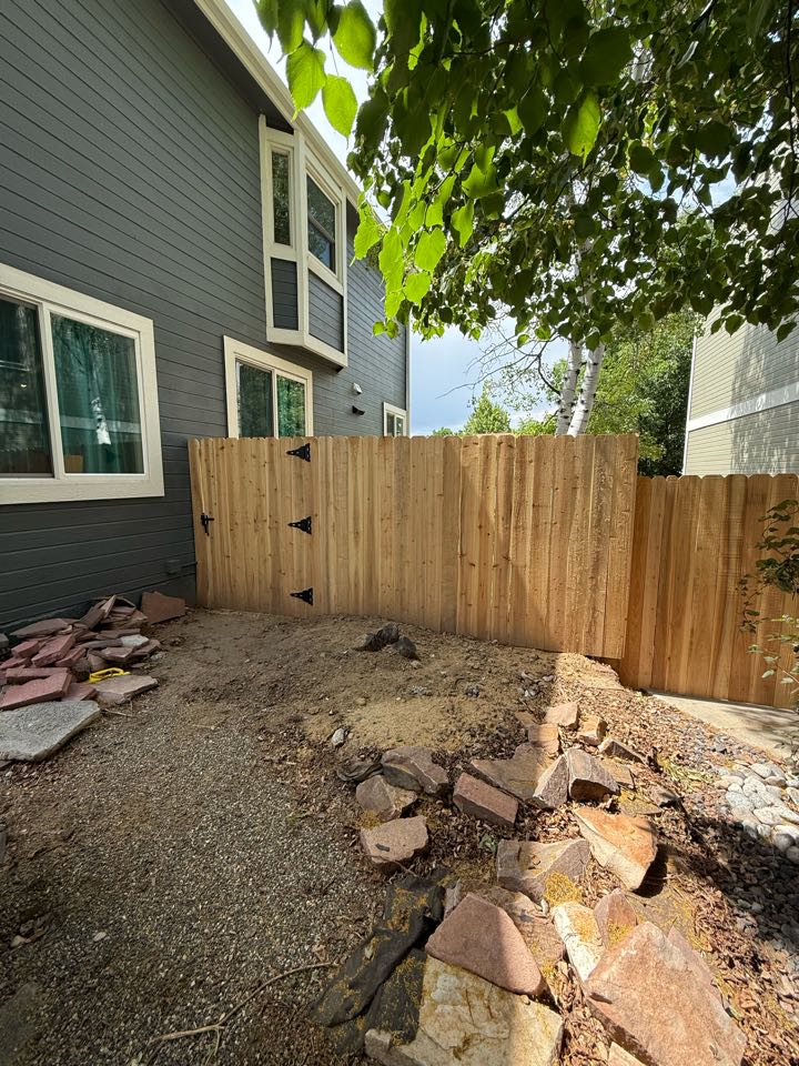 Another amazing fence completion by Top Rail Fence Denver. We finished this 6 high cedar privacy fence with several gates to help hide the trash cans from the street view. The customer is thrilled with the new look! 