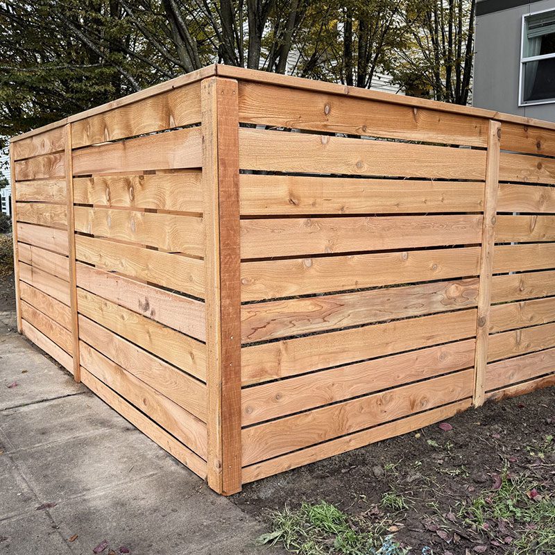 horizontal wood fence with flat top