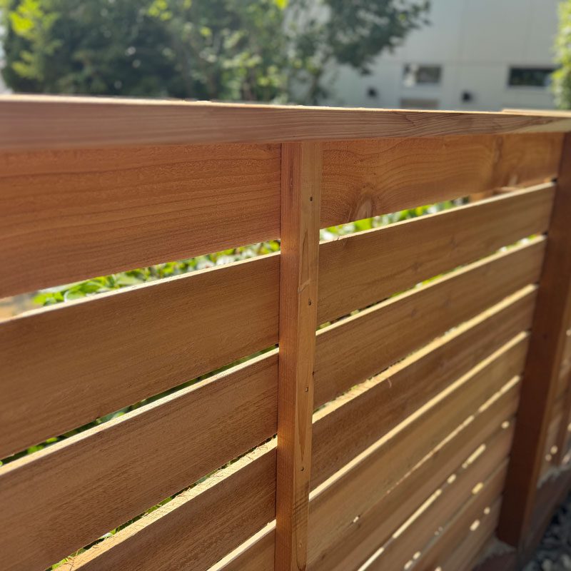 close up of horizontal wood fence seattle with flat top