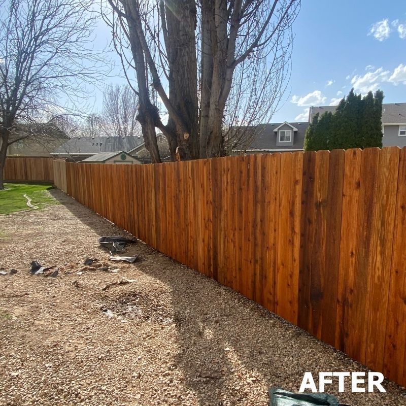 cedar fence with steel posts installed by Top Rail Fence