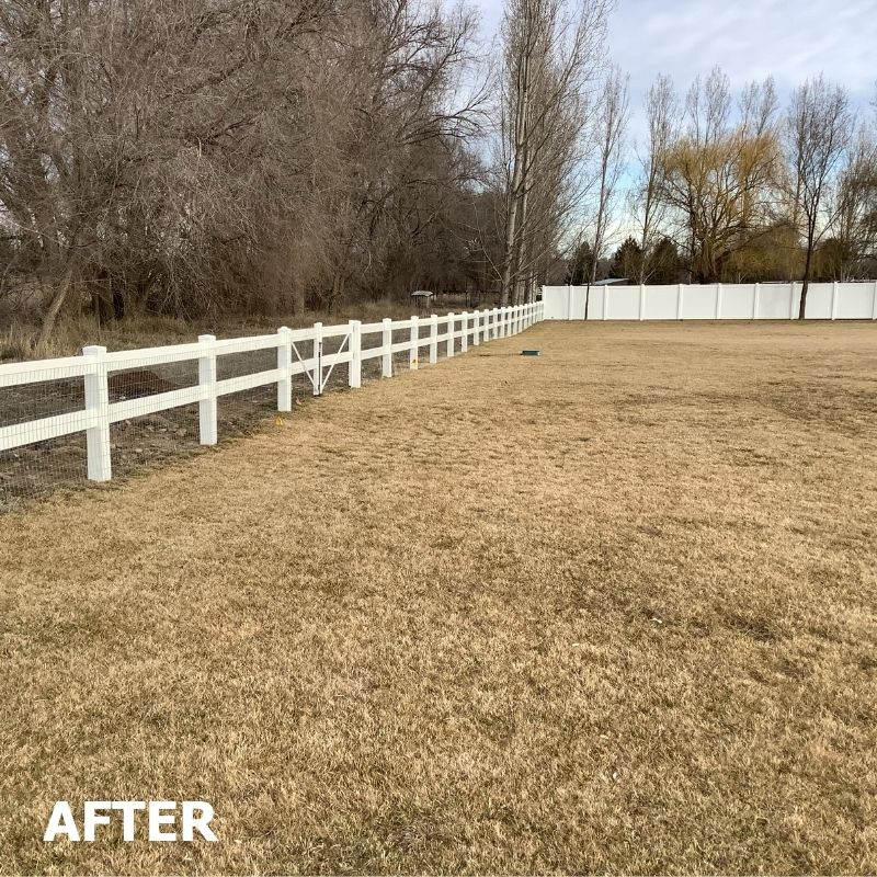 Ranch Rail vinyl fence installed by Top Rail Fence