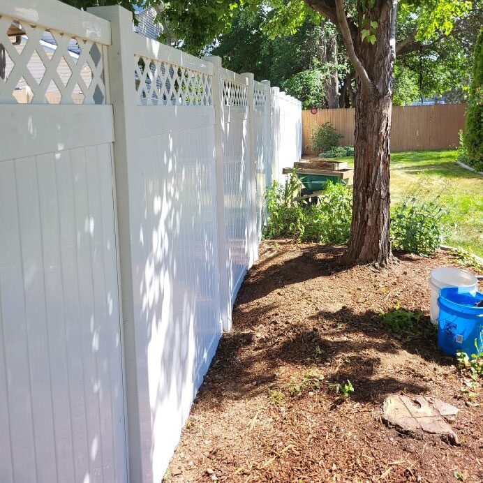 white vinyl fence lattice trim boise