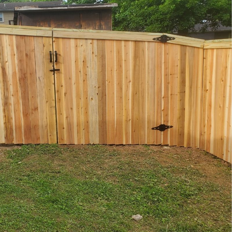 Wood Cedar Privacy Fence Install by Top Rail Fence