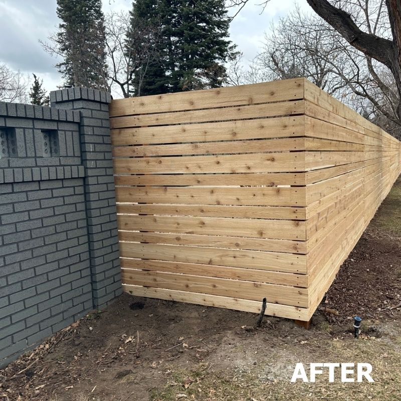 cedar horizontal privacy fence installed by top rail fence