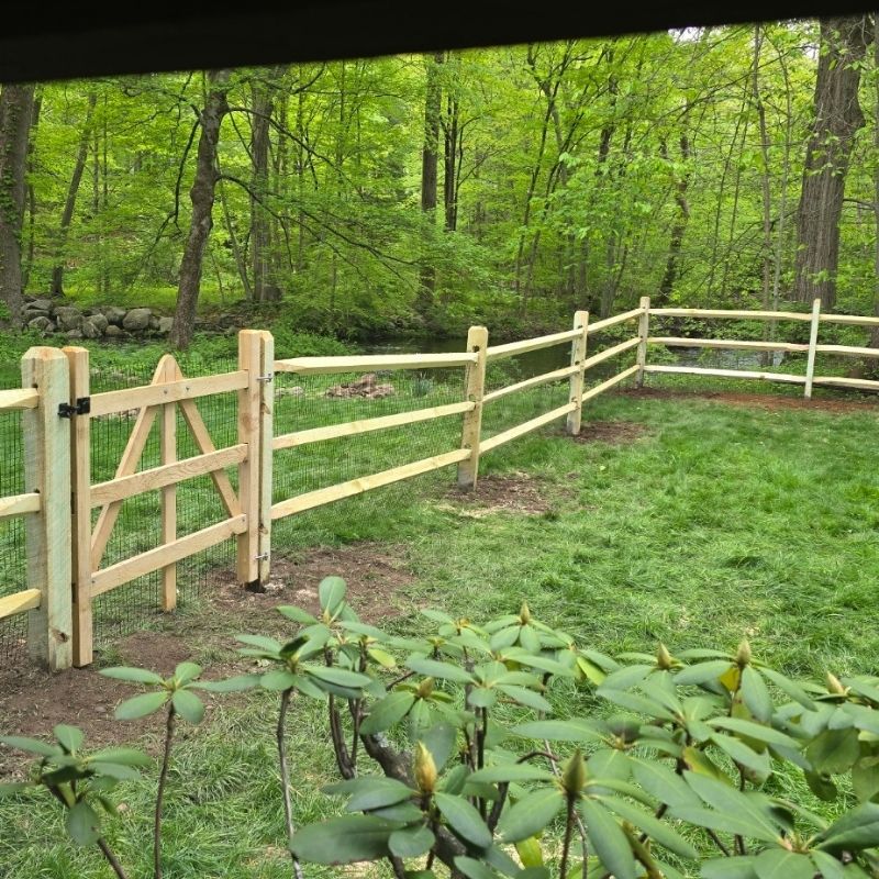 Split Rail Fence with Mesh Wire installed by Top Rail Fence
