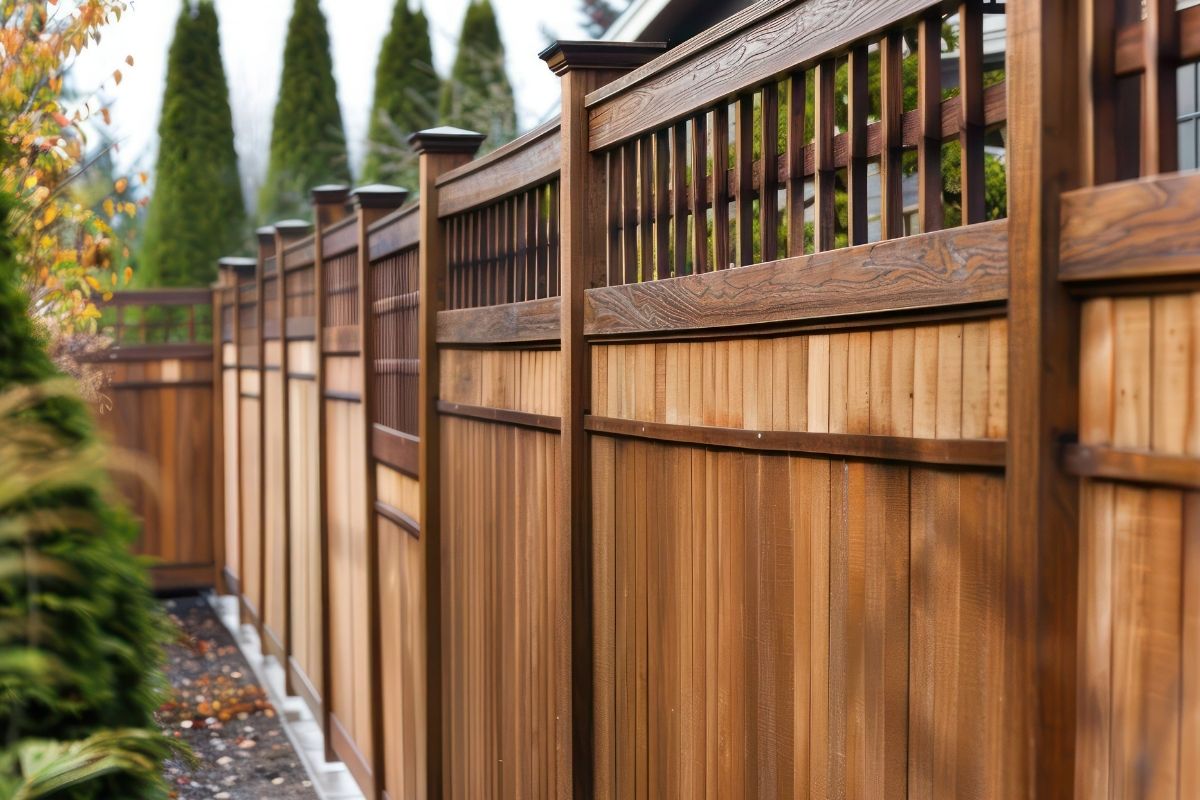 Wood fence with trellis