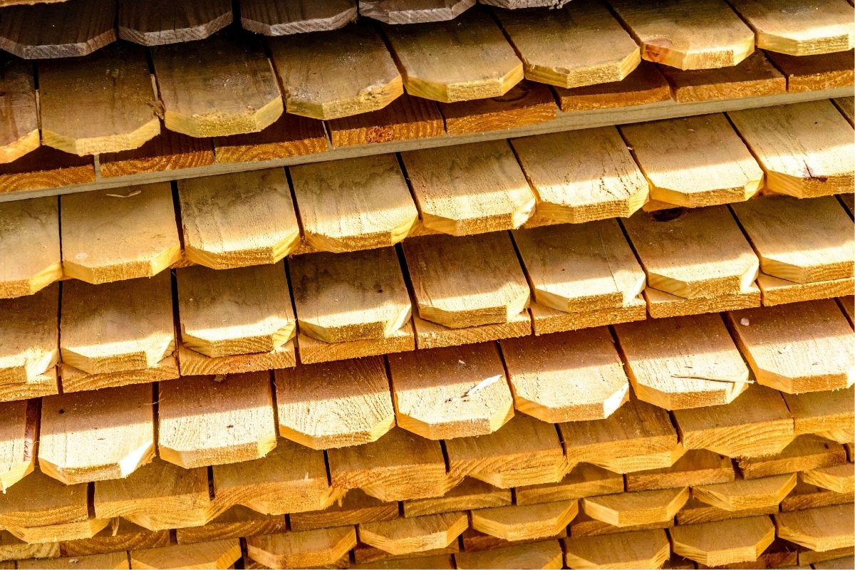 wood fence boards stacked