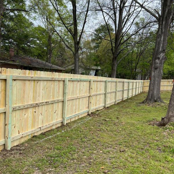backyard wood stockade fence