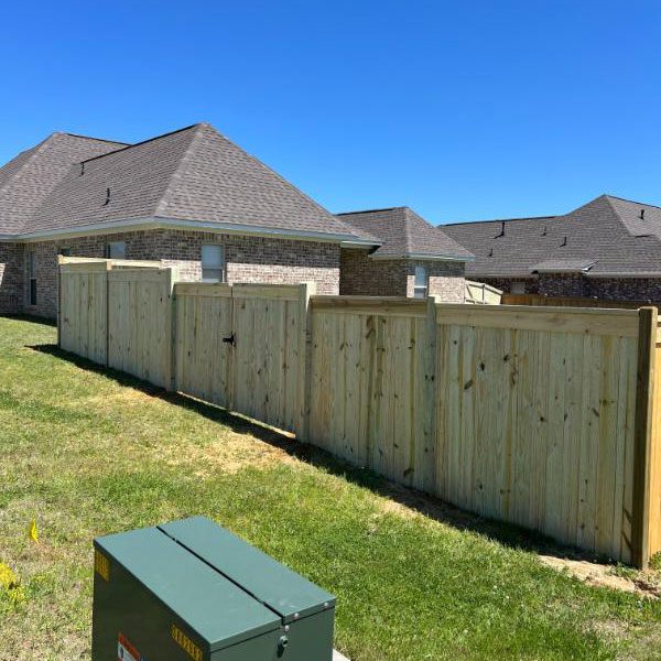 stockade fence and gate