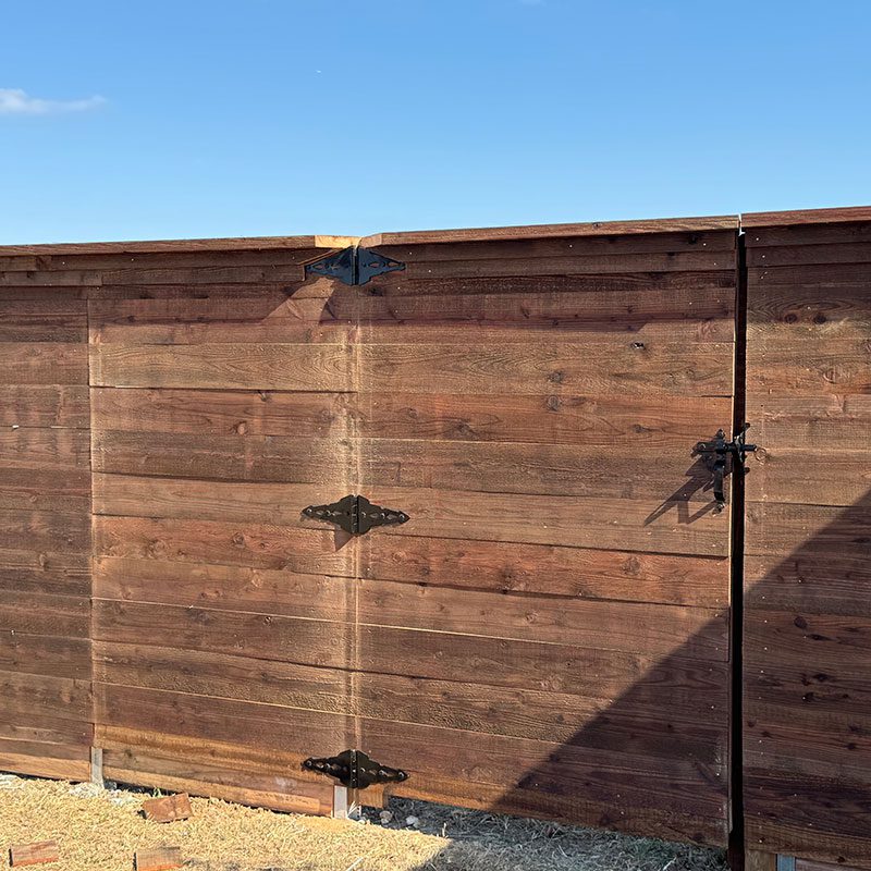 horizontal wood fence and gate