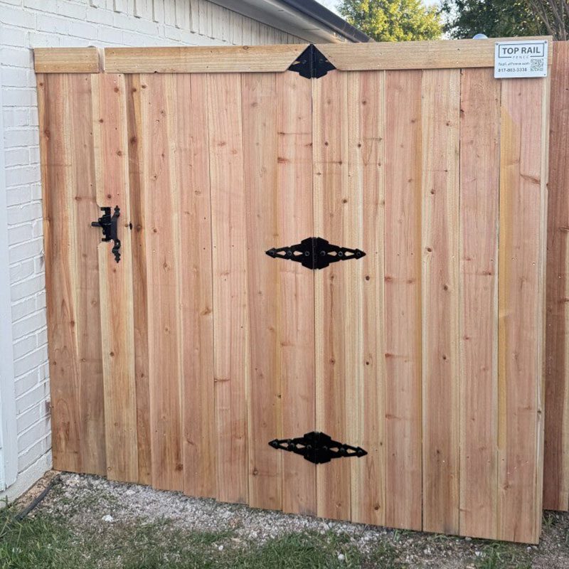 wood stockade gate fence