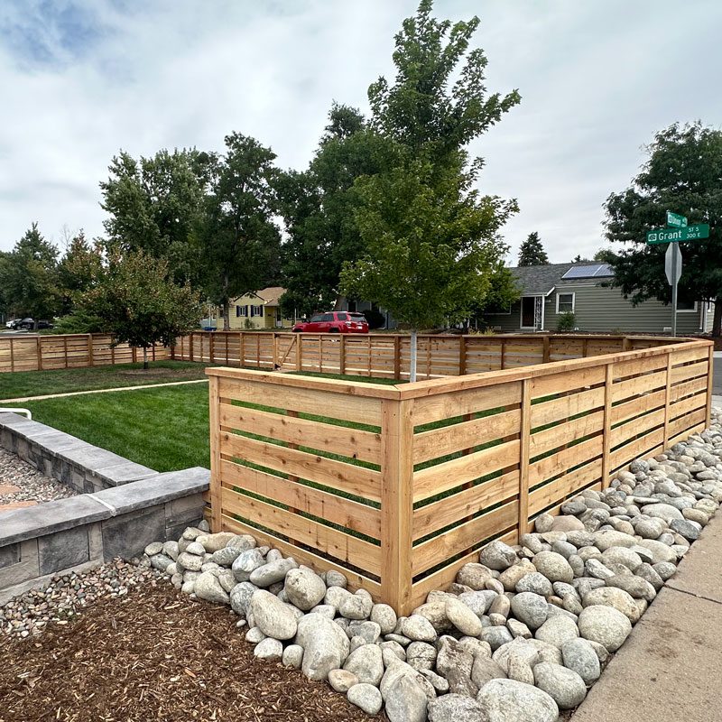 horizontal spaced boards wood fence